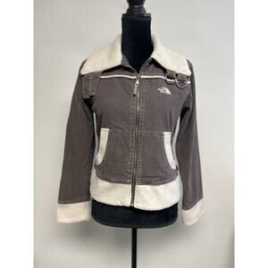 Y2K North Face Corduroy Sherpa Trim Jacket Full Zip Aviator Moto Small Tucker